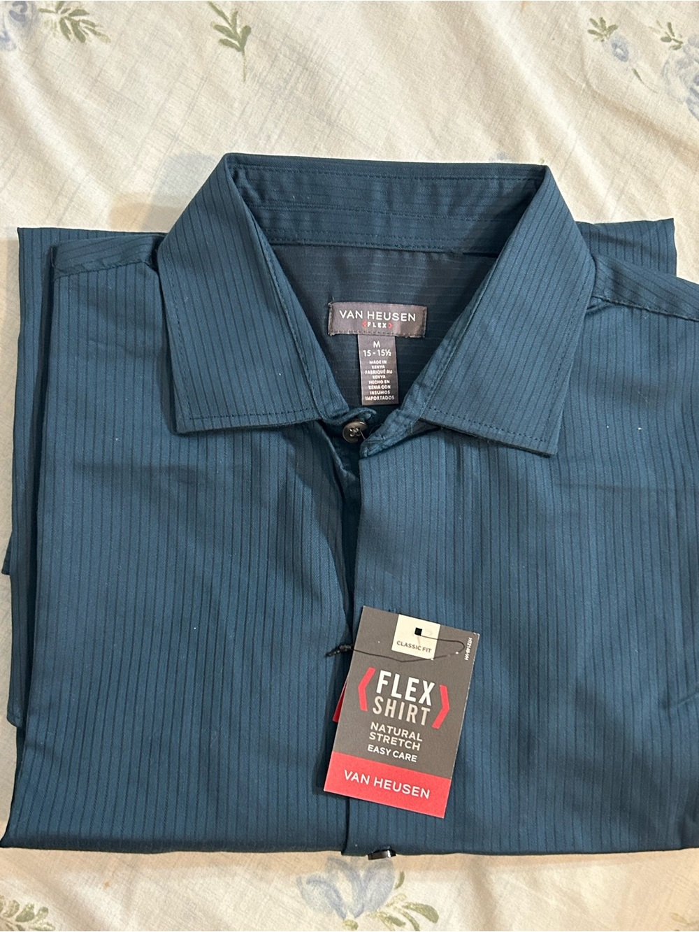 Van Heusen Men’s Blue Pinstripe Flex Dress Shirt